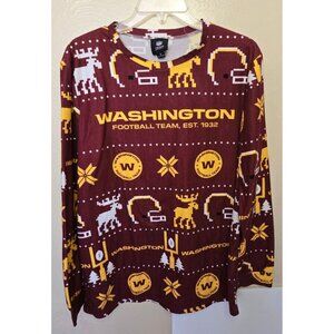 NFL Team Apparel Washington Commanders Polyester Pajama Long Sleeve Top Size Med